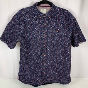 Sunrise Kingdom Men's Blue Floral Pattern Button Down Shirt Size XL 100% Cotton